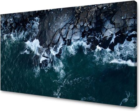 Marka Niezdefiniowana Obraz na płótnie Natura Fale Morze Skalista Plaża 90x60