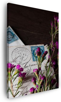 Marka Niezdefiniowana Obraz na płótnie Listy Fioletowe Kwiatki Vintage 60x90