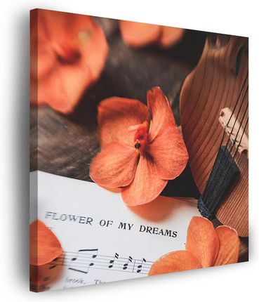 Marka Niezdefiniowana Obraz na płótnie Muzyka Nuty Skrzypce Kwiatki 90x90