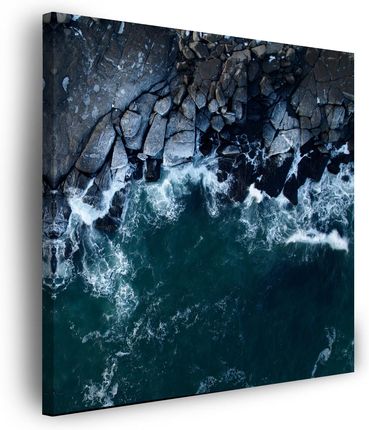 Marka Niezdefiniowana Obraz na płótnie Natura Fale Morze Skalista Plaża 80x80