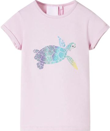 Dziecięca koszulka liliowa z nadrukiem żółwia, rozmiar 104 (3-4 lata)