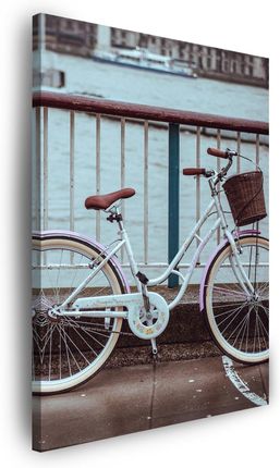 Marka Niezdefiniowana Obraz na płótnie Vintage Rower w Mieście przy Moście 70x120