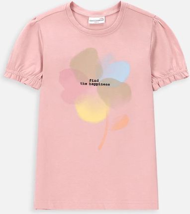 T-shirt z krótkim rękawem różowy z nadrukiem na przodzie