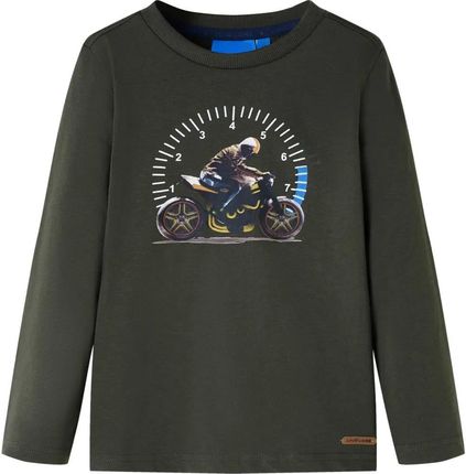 Dziecięca koszulka khaki z motocyklem - 104 (3-4 lata)