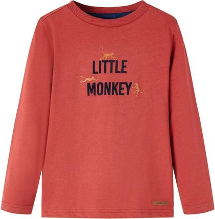 Dziecięca koszulka 100% bawełna, palona czerwień, małe małpki, 104 (3-4 lata)