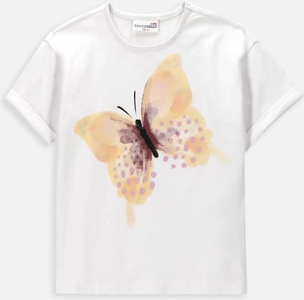 T-shirt z krótkim rękawem biały z nadrukiem motyla