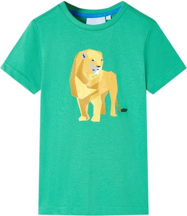 Dziecięca koszulka z nadrukiem lwa, rozmiar 104, zielona