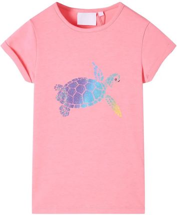 Dziecięca koszulka kr. ręk. żółw 116 - 95% bawełna, jas. róż, pralne