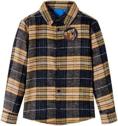 Koszula dziecięca w kratę, 100% bawełna, żółto-czarny, rozmiar 140 (9-10 lat)