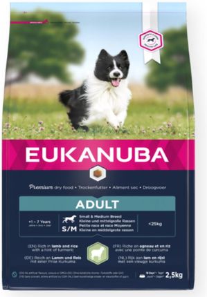Eukanuba Dla dorosłych psów małych i średnich ras bogata w jagnięcinę i ryż 6x2,5kg