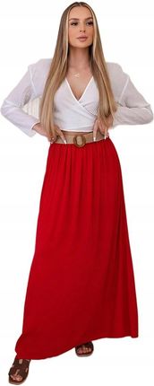 Spódnica z wiskozy z ozdobnym paskiem czerwona