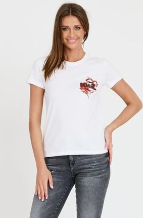 KARL LAGERFELD Biały t-shirt ikonik lny