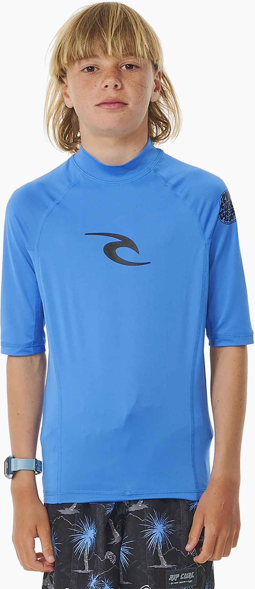 Rip Curl Maglietta A Maniche Corte Per Ragazzi, Lycra Wave SS, 2024, Colore Lime, Protezione UV UPF 50+, 92% Poliestere 8% Elastan