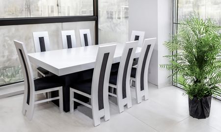 Zestaw: Stół nowoczesny 100/200 cm + 8 krzeseł CANON