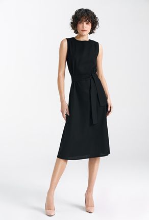 Sukienka lniana bez rękawów - czarny - S237 (kolor czarny, rozmiar 40)