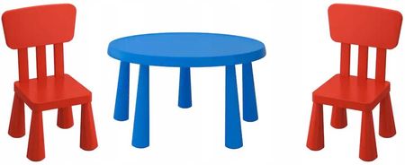Ikea Mammut Stolik Niebieski Krzesełka Czerwo 2Szt.