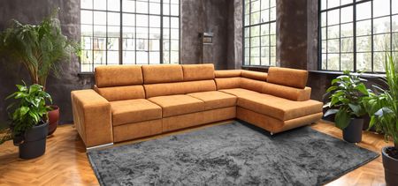 Narożnik rozkładany, kanapa narożna 330/200 cm Jerry XL 1 x relax , ruchome zagłówki tkanina Premium