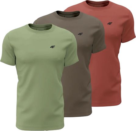 T-shirt męski 4F 3PAK zielony/ceglany/brązowy - M