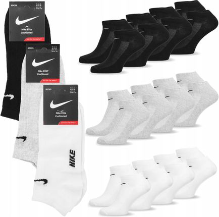 Skarpetki stopki niskie męskie Nike 12-pak czarne szare białe rozmiar 41-46