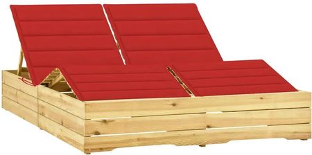 Zakito Drewniany Podwójny Leżak Z Poduszką 198X135X30-75cm Czerwony Z3065990
