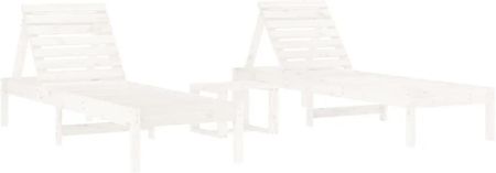 Zakito Drewniane Leżaki Ze Stolikiem Ogrodowym Biały 199,5x60x74cm Z3157680
