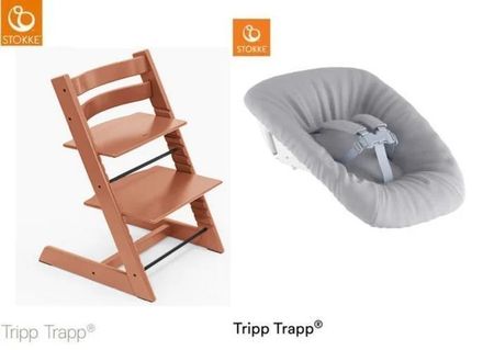 Stokke Tripp Trapp + Newborn Set Grey - rosnące krzesełko do karmienia z zestawem dla noworodka-Terracotta