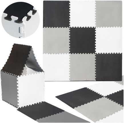 Puzzle piankowe mata dla dzieci 180x180cm 9 elementów szaro-kremowa