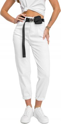 Spodnie Jeansowe Z Paskiem Z Saszetką Białe LA688 Denley_s