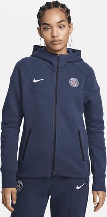 Damska bluza piłkarska z kapturem i zamkiem na całej długości Nike Paris Saint-Germain Tech Fleece Windrunner - Niebieski