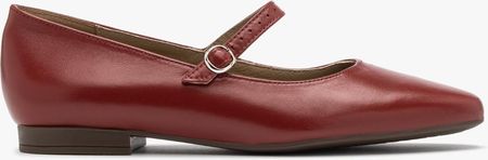Baleriny damskie licowe skórzane Ryłko czerwone obuwie klasyczne casual 37