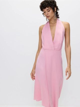 Reserved - Asymetryczna sukienka z odkrytymi plecami - fioletowy