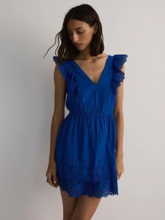 Reserved - Sukienka z ażurowymi wstawkami - niebieski