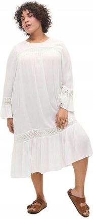 Piękna Biała Sukienka Boho Wiskoza Detale Zizzi Plus Size 124A 48