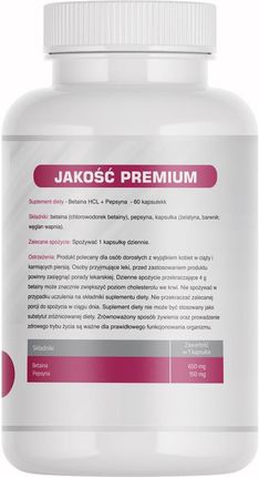 Medfuture Betaina Hcl + Pepsyna 800 Mg 60kaps - zdjęcie 2