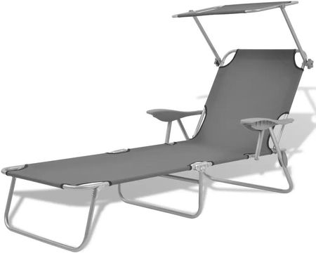 Zakito Europe Leżak Plażowy Z Daszkiem Szary 58X189X27cm Ze42934