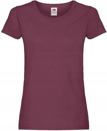 T-shirt damski koszulka bawełniana Fruit of The Loom Original burgund Xs