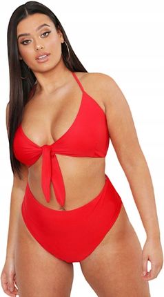 Boohoo NG2 csr Czerwony Komplet Bikini Wiązanie Wysoki Stan XXL