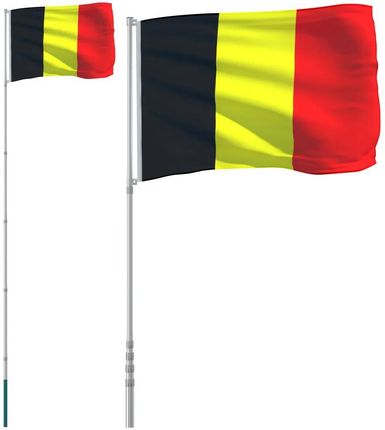Zakito Europe Belgijska Flaga Teleskopowa - 90X150 Cm, Srebrny Maszt+Akcesoria