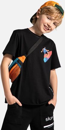T-shirt z krótkim rękawem czarny ze skaterskim nadrukiem