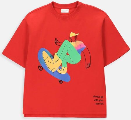 T-shirt z krótkim rękawem czerwony ze skaterskim nadrukiem