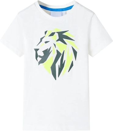 Dziecięca koszulka z nadrukiem lwa, 100% bawełna, ecru, 104 (3-4 lata)