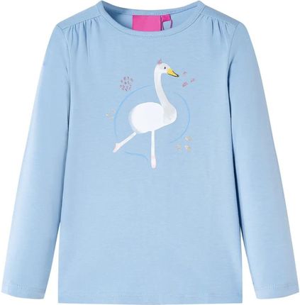 Koszulka dziecięca z nadrukiem łabędzia, 95% bawełna, 104 (3-4 lata), jasnoniebieska