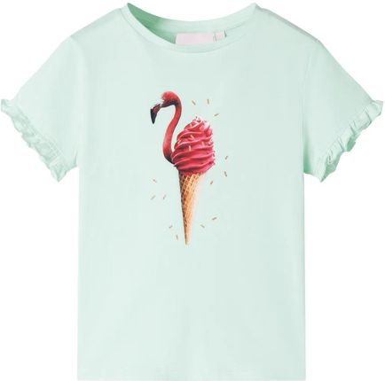 Koszulka dziecięca z nadrukiem flaminga, jasnomiętowa, rozmiar 116