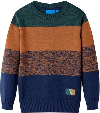 Dziecięcy Sweter Teksturowany 100% Bawełna - Zielony/Brązowy/Niebieski - Rozmiar 104