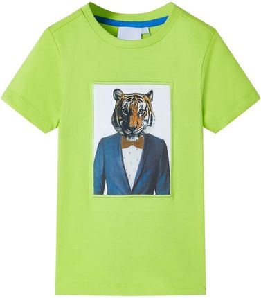 Dziecięca koszulka Tygrys limonkowa 140 (9-10 lat)
