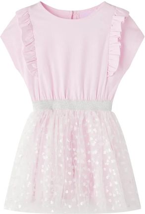Sukienka dziecięca z falbankami jasnoróżowa 104 (3-4 lata)