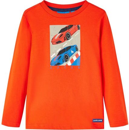 Koszulka dziecięca 116, jasnopomarańczowa, samochody wyścigowe