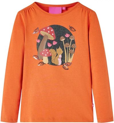 Koszulka dziecięca Wiewiórka i grzyby 104 palony pomarańcz