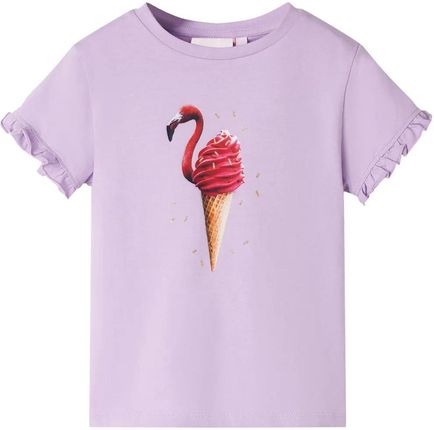 Koszulka dziecięca liliowa z nadrukiem loda i flaminga 128 (7-8 lat)