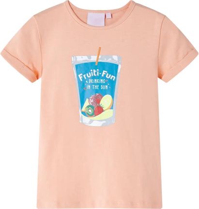 Dziecięca koszulka z nadrukiem owocowego napoju, 104 (3-4 lata), jasnopomarańczowa
